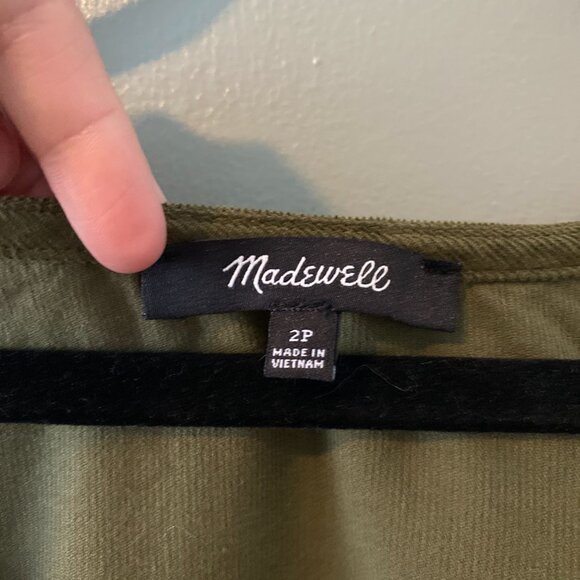 Madewell Olive Green Petite Corduroy Long-Sleeve Mini Dress, Size Petite 2 - Picture 6 of 11